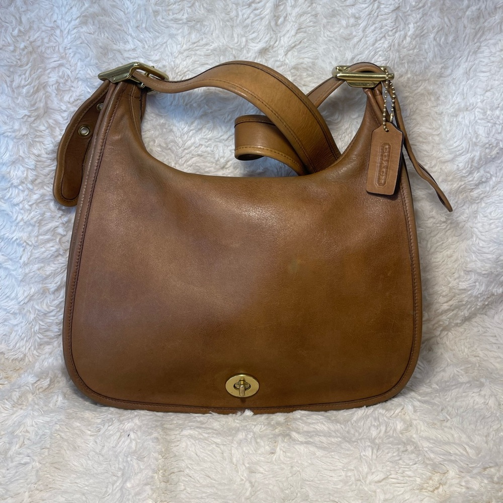 Coach 9718 Vtg Legacy Crescent Tan Leather Flap Authentic Crossbody Shoulder Bag